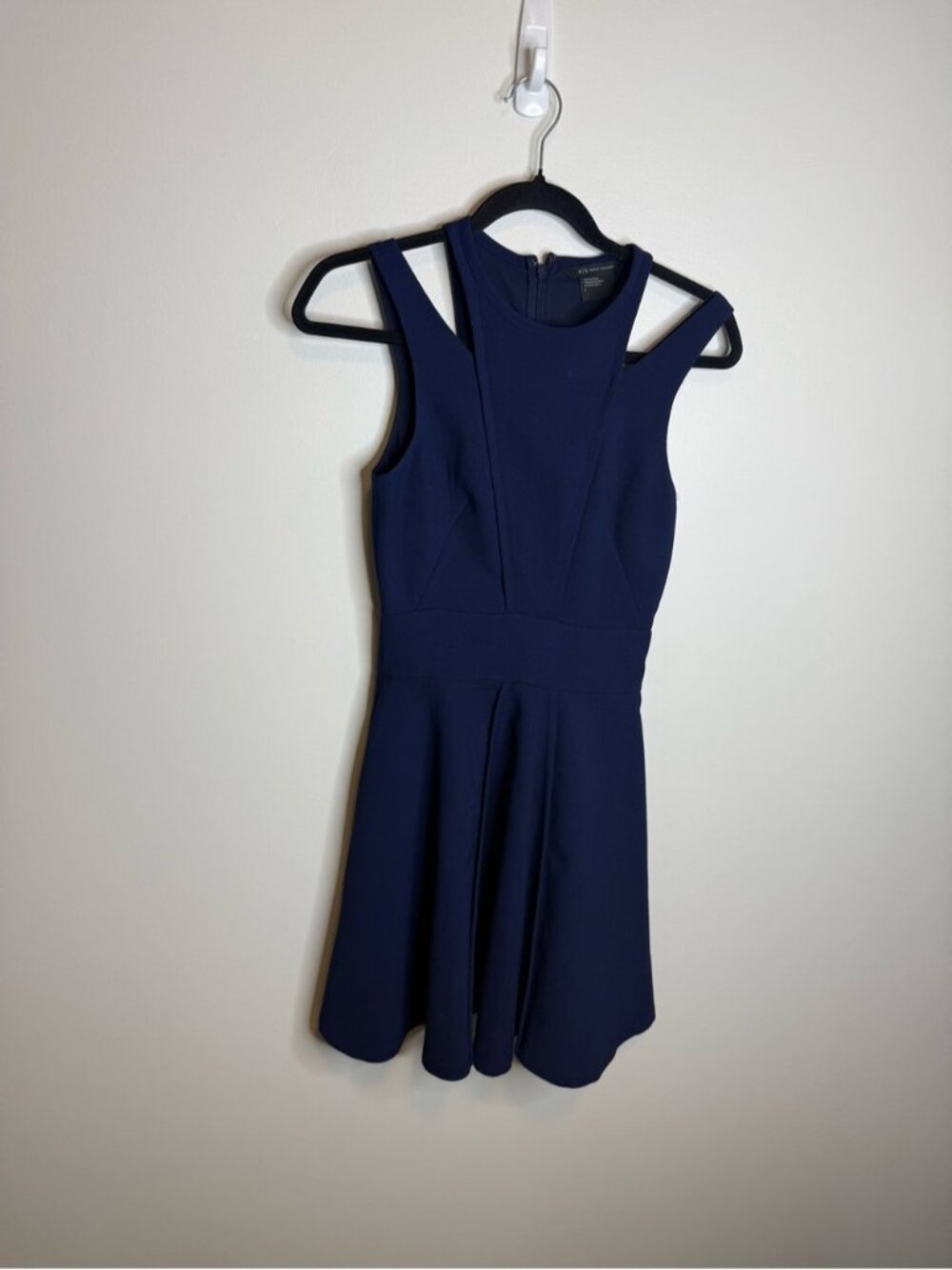 Armani Exchange Navy Sleeveless Fit & Flare Midi Dress